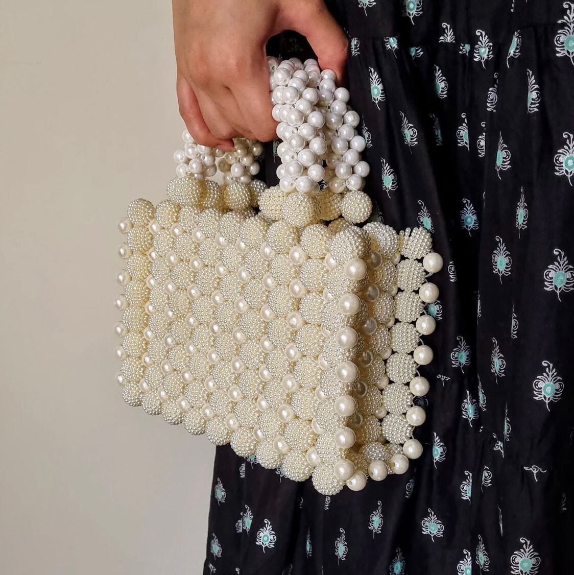 Grape Pearl Beaded Handbag